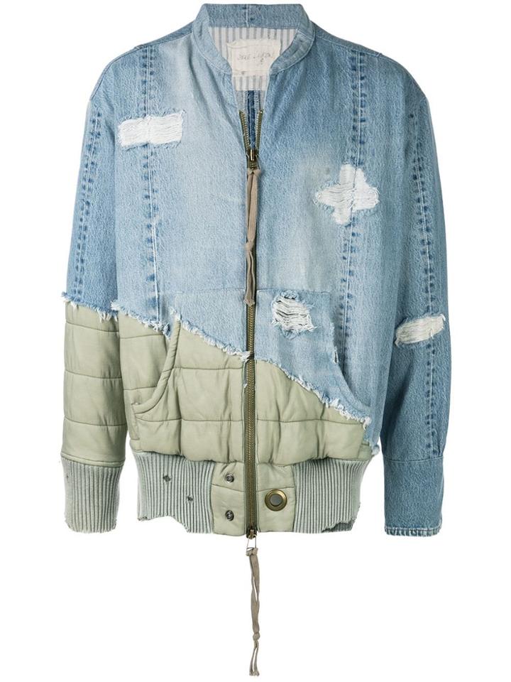Greg Lauren Patchwork Denim Jacket - Blue