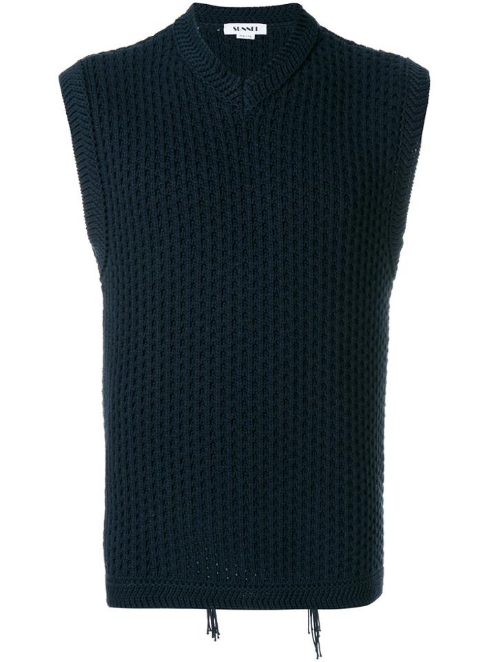 Sunnei Open-back Knitted Gilet - Blue