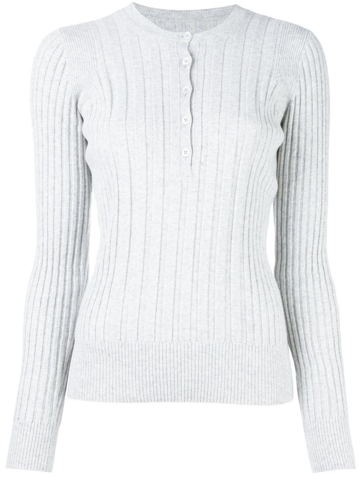 Maison Margiela Ribbed Button Placket Top, Women's, Size: Small, Grey, Polyamide/viscose/cashmere/wool