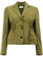 Dries Van Noten Cropped Jacket, Women's, Size: 38, Green, Linen/flax/polyester