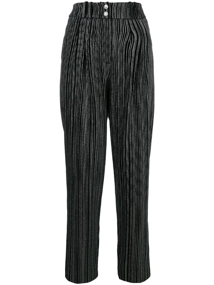 Balmain Glitter Pinstripe Trousers - Black