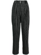 Balmain Glitter Pinstripe Trousers - Black