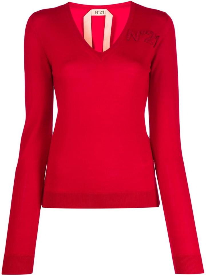 Nº21 V-neck Knitted Jumper - Red