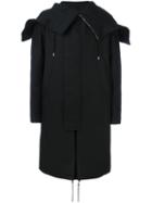 Juun.j Zipped Oversize Collar Coat, Men's, Size: 44, Black, Cotton/polyester/rayon