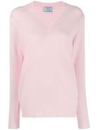 Prada Oversized V-neck Jumper - Pink