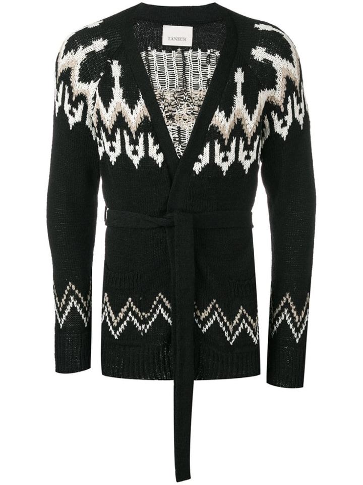 Laneus Patterned Cardigan Jacket - Black