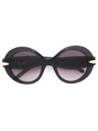 Pomellato Round Frame Sunglasses, Women's, Black, Acetate/metal (other)