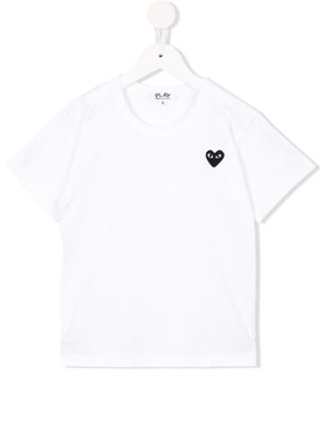 Comme Des Garçons Play Kids Embroidered Logo T-shirt, Boy's, Size: 6 Yrs, White