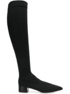 René Caovilla Embellished Heel Knee High Boots - Black
