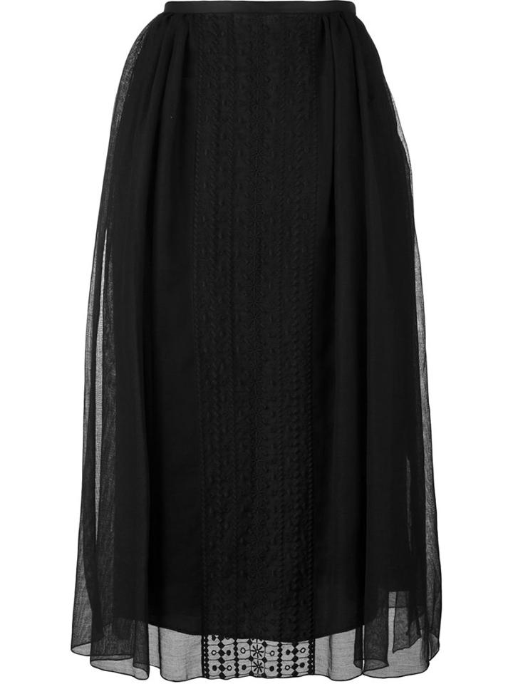 See By Chloé Embroidered Overlay Skirt, Women's, Size: 40, Black, Acetate/viscose/polyester
