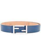 Fendi Ff Logo Belt, Women's, Size: 80, Blue, Calf Leather