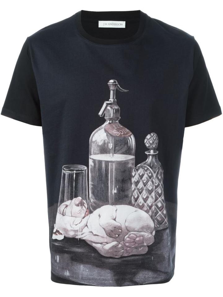 J.w.anderson Dog Print T-shirt, Men's, Size: Xs, Black, Cotton