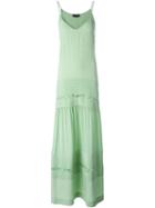 Rochas Pleated Slip Dress, Women's, Size: 40, Green, Silk/polyamide/cotton/polyester