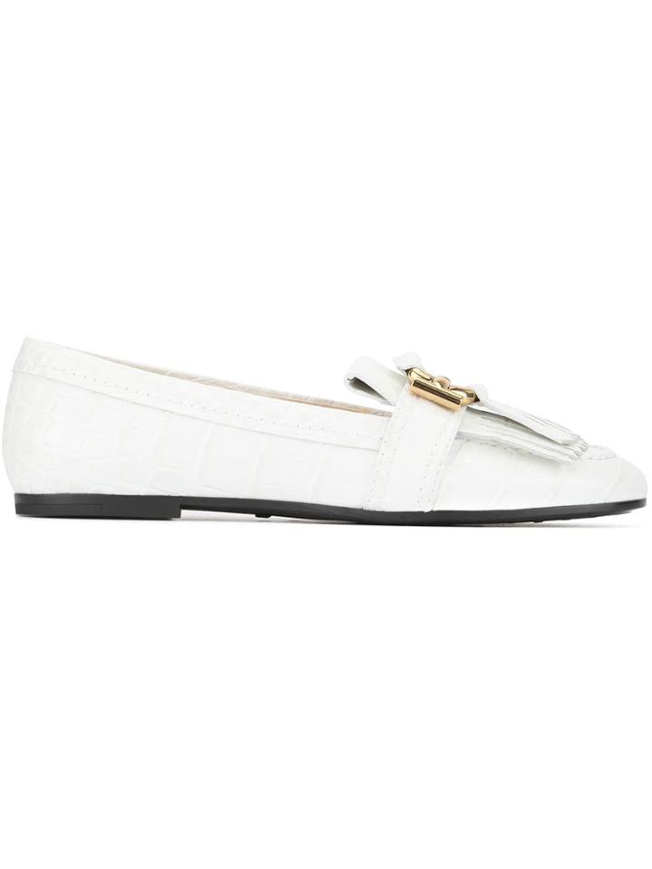 Tod's Fringed Trim Loafers - White