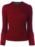 Y / Project Extended Sleeve Velvet Top, Women's, Size: 38, Red, Polyester/spandex/elastane