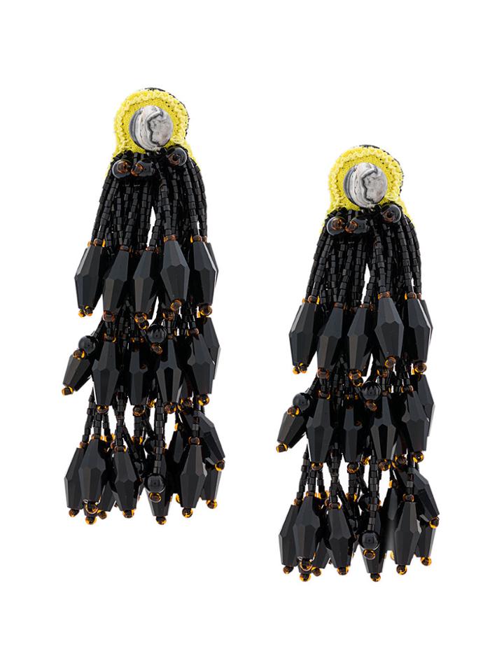 Etro Black Beaded Tassel Earrings