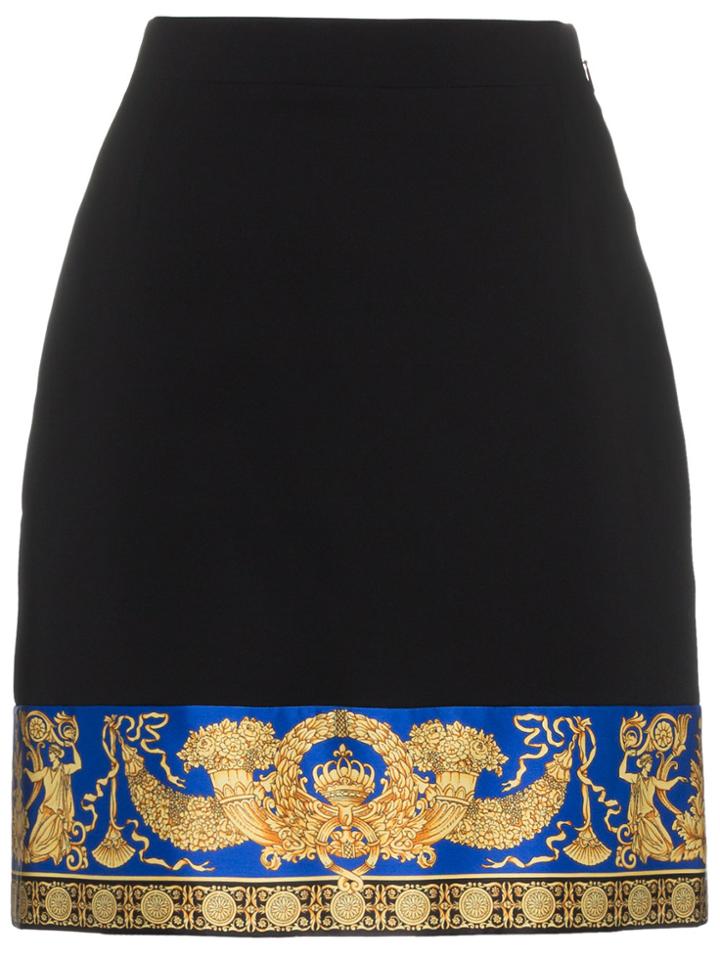 Versace Lovers Print Silk Mini Skirt - Black