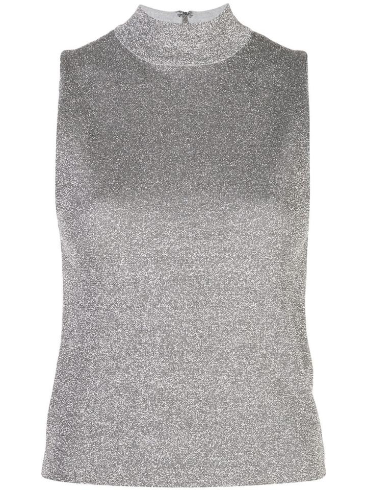 Alice+olivia Sparkle-effect Turtleneck Tank Top - Silver