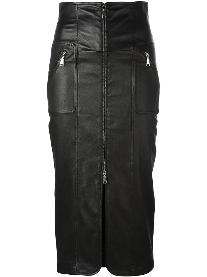 Drome Zip Front Tube Skirt, Women's, Size: Small, Black, Leather