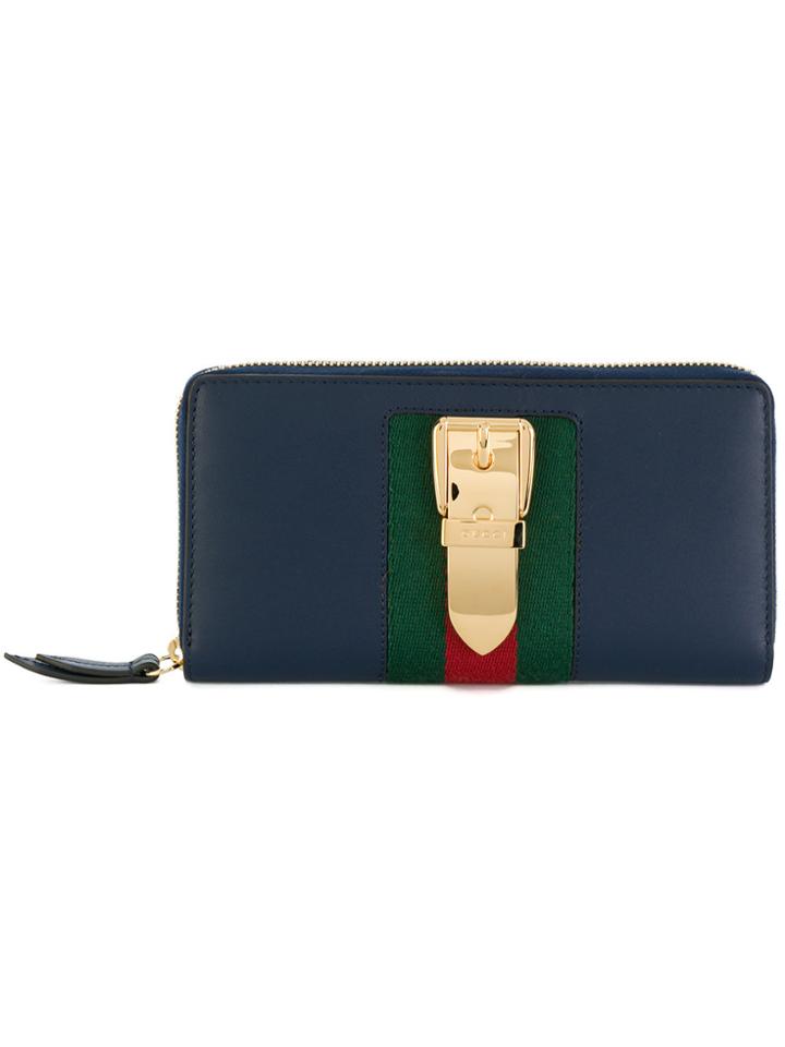 Gucci Sylvie Zip Around Wallet - Blue