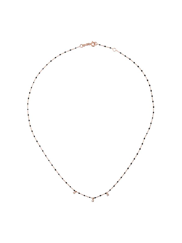 Gigi Clozeau Black Rg Bead Diamond And Rose Gold Necklace