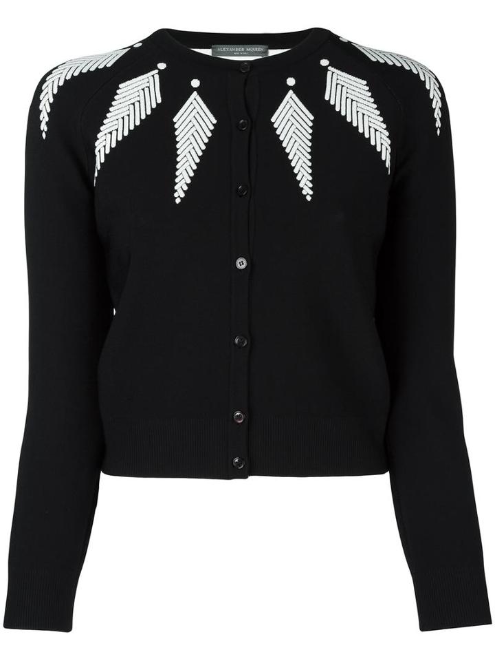 Alexander Mcqueen Cropped Intarsia Cardigan, Women's, Size: Medium, Black, Polyamide/polyester/spandex/elastane/viscose