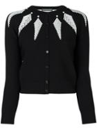 Alexander Mcqueen Cropped Intarsia Cardigan, Women's, Size: Medium, Black, Polyamide/polyester/spandex/elastane/viscose