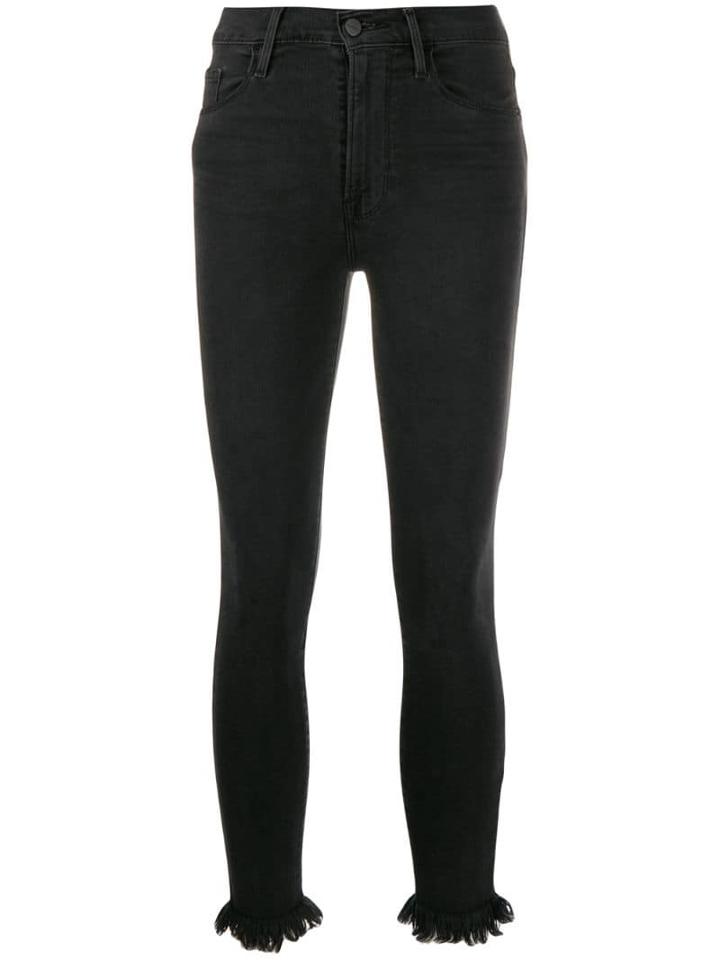 Frame Frayed Hem Skinny Jeans - Grey