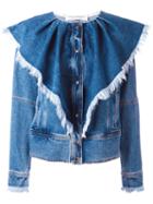 Philosophy Di Lorenzo Serafini - Volant Denim Jacket - Women - Cotton - 44, Blue, Cotton