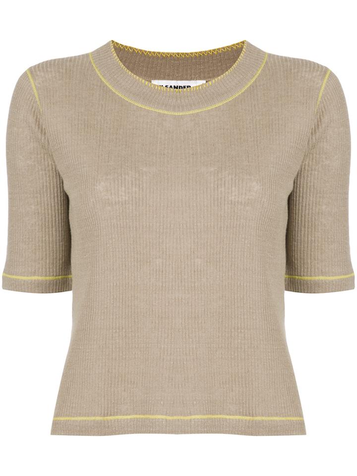 Jil Sander Short Sleeve Jumper - Brown