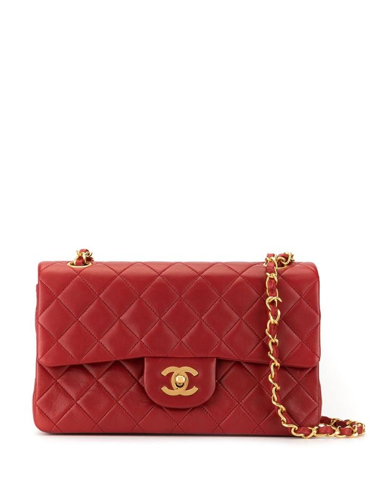 Chanel Pre-owned Quilted Double Flap Chain Shoulder Bag - Red