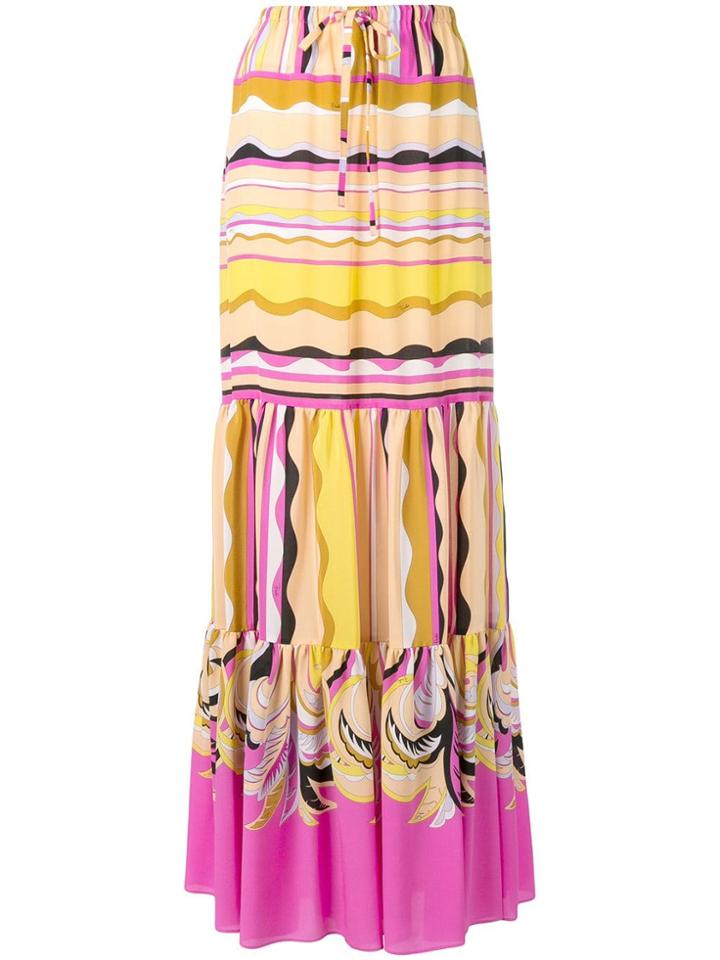 Emilio Pucci Long Drawstring Waist Skirt - Yellow