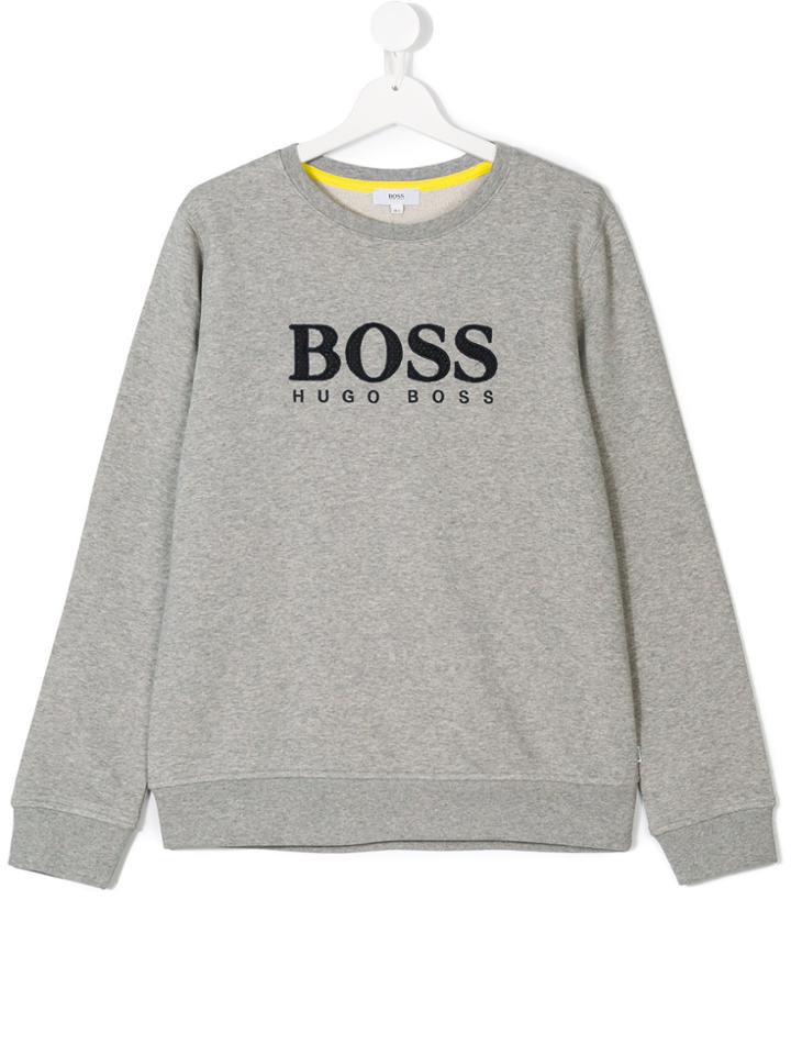 Boss Kids Teen Embroidered Logo Sweater - Grey