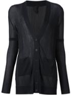 Vera Wang Ribbed V-neck Cardigan