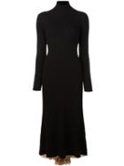 Erika Cavallini Ribbed Knit Roll Neck Dress, Women's, Size: Small, Black, Wool/acrylic/polyester