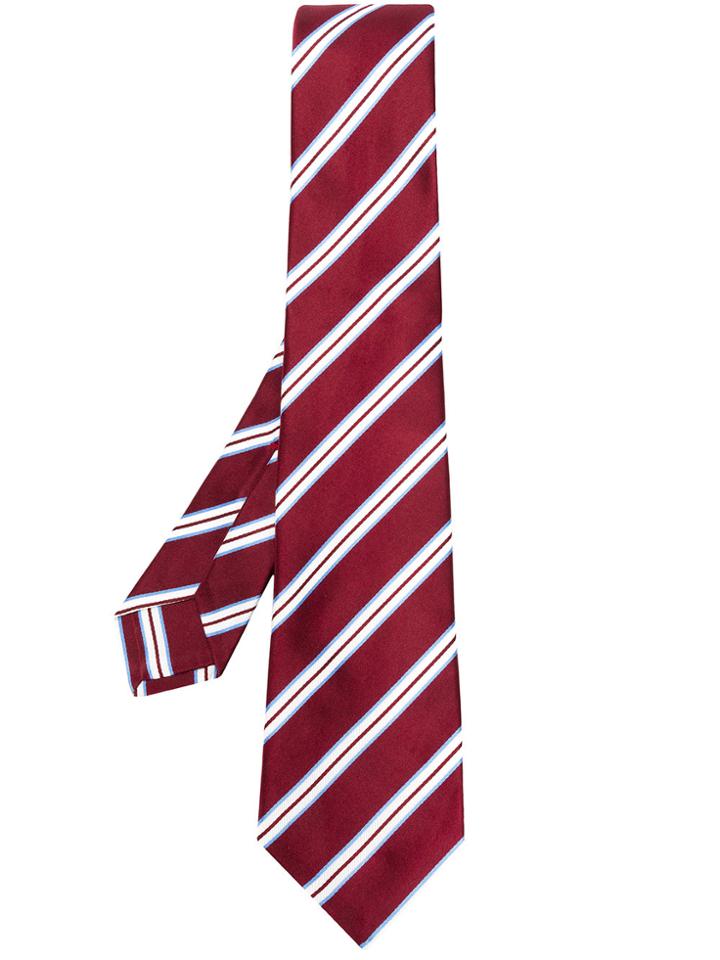 Kiton Striped Tie - Red