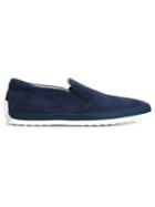 Tod S Braided Trim Slip-on Sneakers, Men's, Size: 6.5, Blue, Suede/rubber