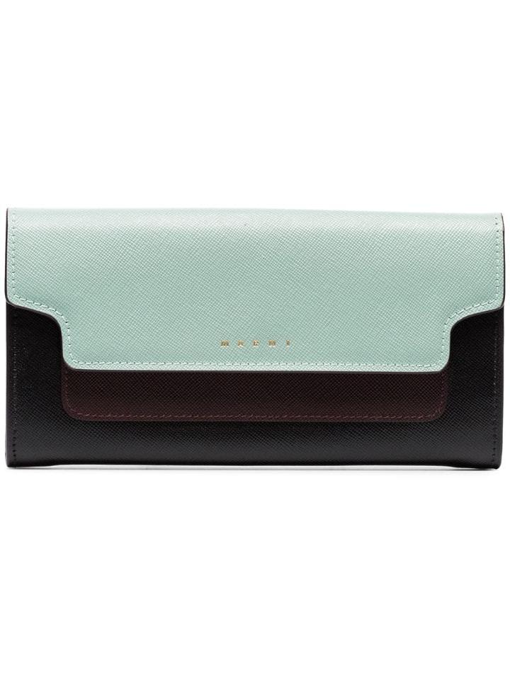 Marni Green, Black And Burgundy Trunk Foldover Wallet