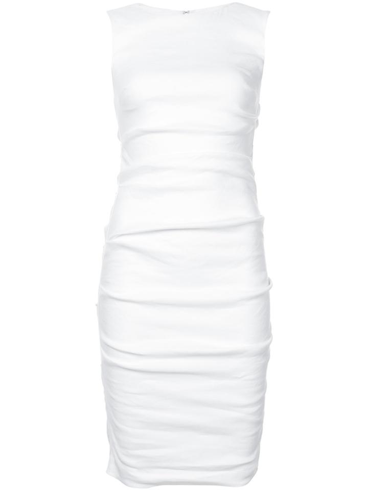 Nicole Miller Fitted Ruched Dress - White