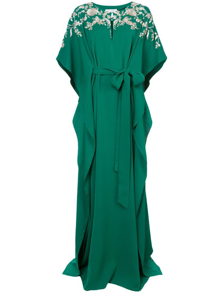 Oscar De La Renta Neck Embroidered Gown - Green