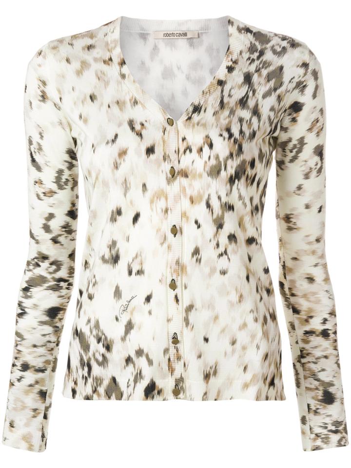 Roberto Cavalli Snow Leopard Print Cardigan - Multicolour