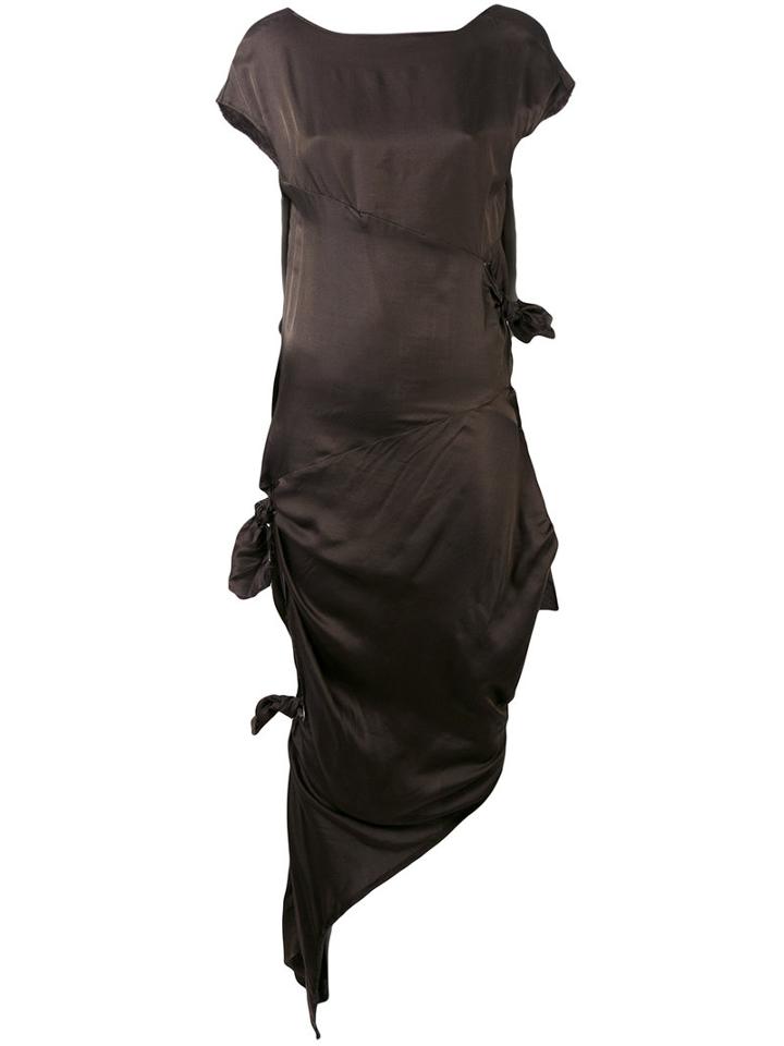Alessandra Marchi - Knotted Dress - Women - Silk/cotton/viscose - 40, Brown, Silk/cotton/viscose