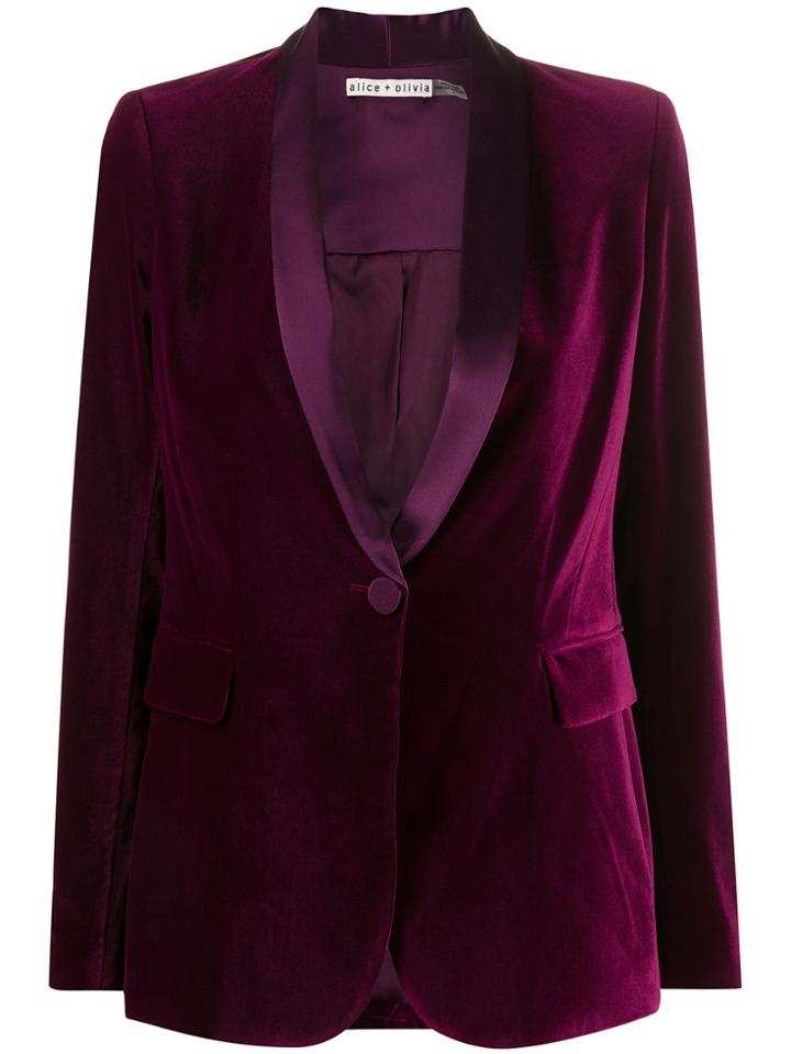 Alice+olivia Macey Velvet Slim-fit Blazer - Purple