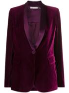 Alice+olivia Macey Velvet Slim-fit Blazer - Purple