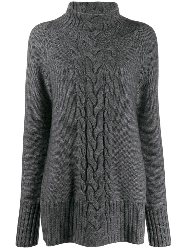 Max Mara Cable Knit Turtle Neck Sweater - Grey
