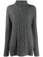 Max Mara Cable Knit Turtle Neck Sweater - Grey