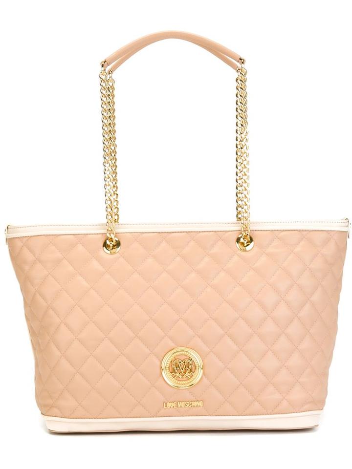 Love Moschino Contrast Trim Quilted Diamond Shoulder Bag, Women's, Nude/neutrals, Polyurethane