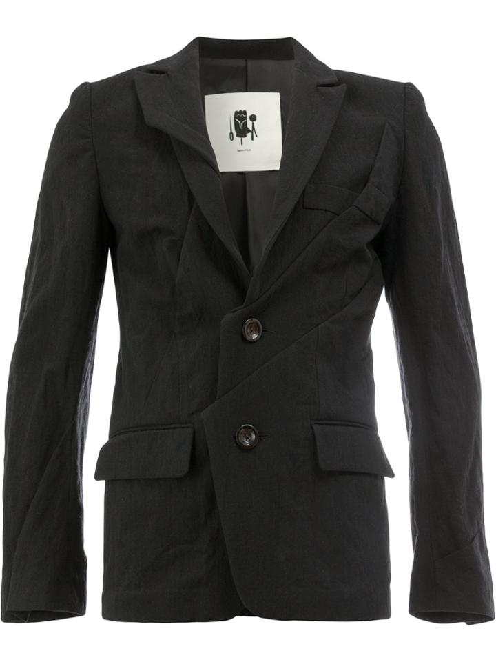 Aganovich Gathered Two Button Jacket - Black