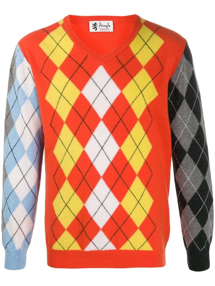 Pringle Of Scotland Patchwork Argyle Jumper - Orange
