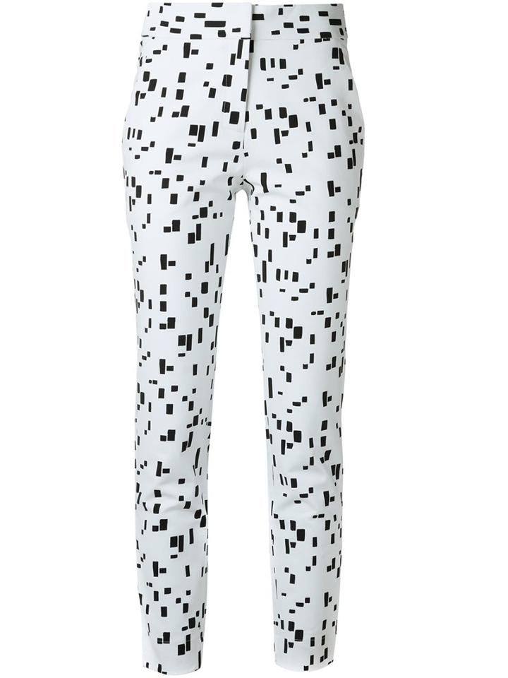 Andrea Marques Printed Slim Fit Trousers, Women's, Size: 36, White, Cotton/spandex/elastane